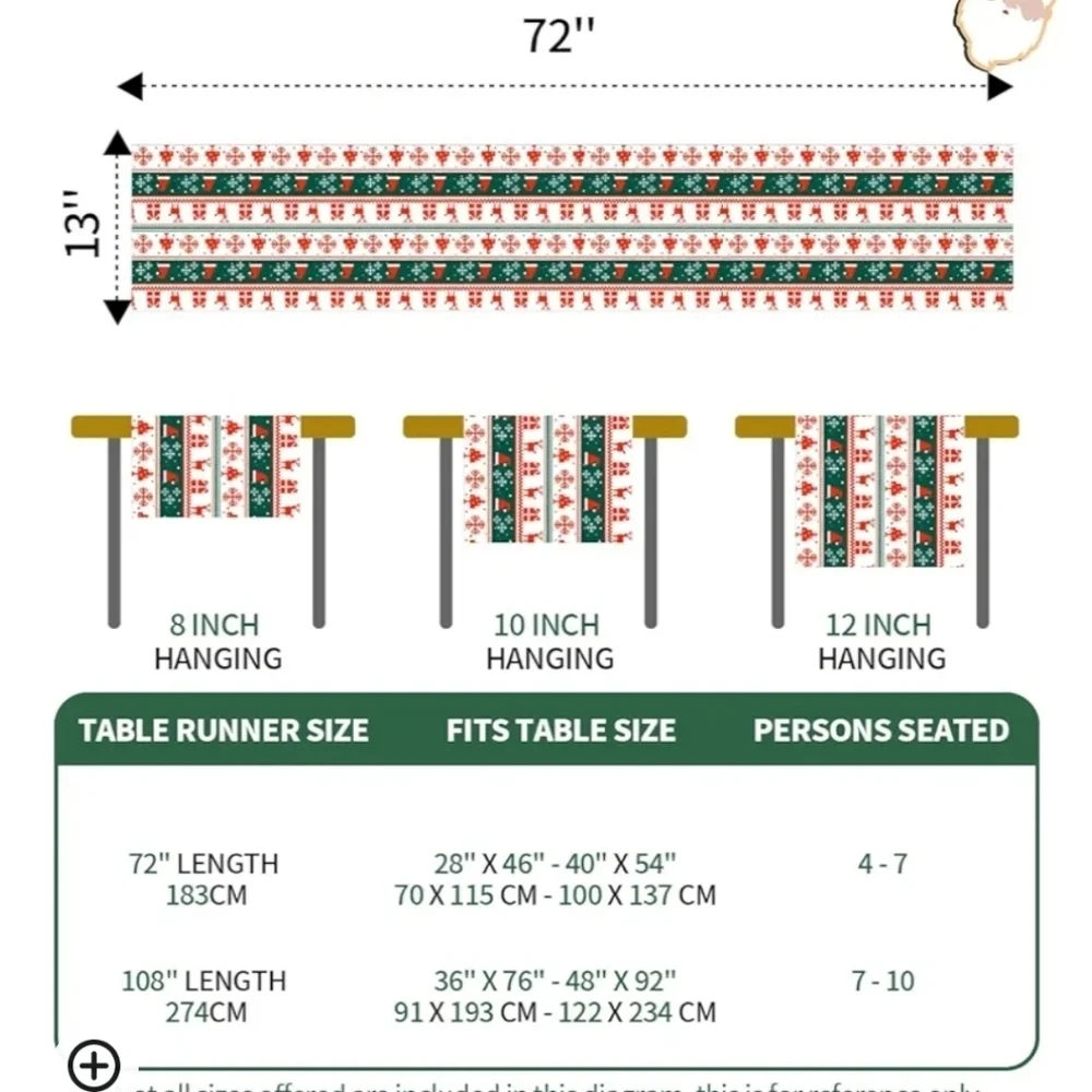 Dusenho Christmas Themed Table Runner 13 By 72 Inches Long